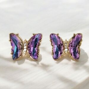Butterfly Crystal Iridescent Earrings | New without tag